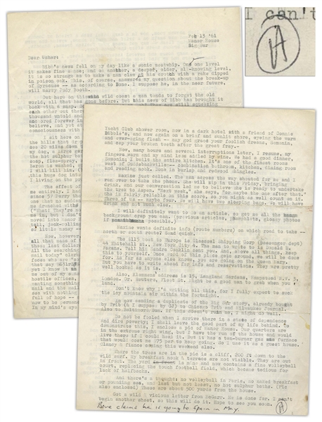 Hunter S. Thompson Letter Signed, With Fantastic Big Sur Content -- ...that thing that Mr. Gatsby had, that thing that seems now to be permanently out of stock, a sense of the promise of life...